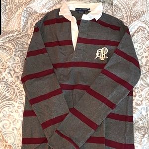 Ralph Lauren Gray and Maroon Striped Top